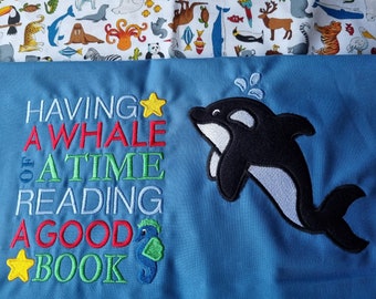 Killer Whale Story Pillow Embroidery Applique, 5 x 7, Water Reading Cushion, Sea Creature Design Not a physical item! Digital Download Only