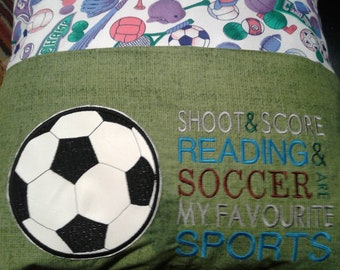 Football/Soccer Applique 5 x 7 Pocket Pillow, Sport Reading Cushion Embroidery Applique Design Not a physical item! Digital Download Only