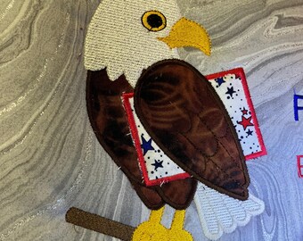 Eagle 5x7 Applique Only NO WORDS INCLUDED Reading Pillow Embroidery Applique, Patriotic Design Not a physical item! Digital Download Only