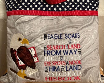 Eagle 5x7 Reading Pillow Embroidery Applique, Pocket Reading Cushion, Patriotic Design Not a physical item! Digital Download Only