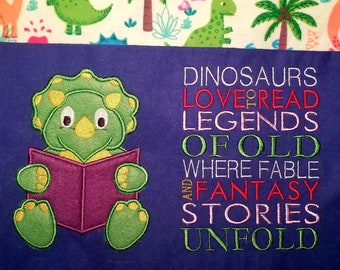 Dinosaur 5x7 Pocket Reading Pillow Embroidery Design, Applique Jurassic Theme Embroidery Design Not a physical item! Digital Download Only