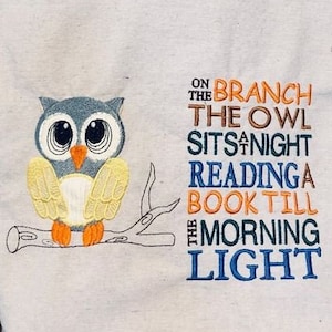 Owl Reading Pillow Design, 5x7 Pocket Reading Cushion Embroidery Applique, Night Bird Design Not a physical item! Digital Download Only