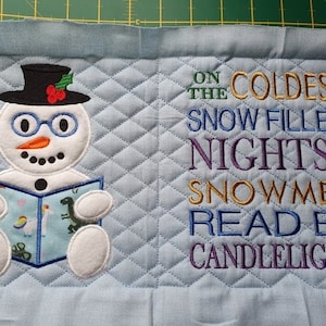 5x7 Snowman / Christmas Pocket Reading Pillow Embroidery Applique, Xmas Reading Cushion, Santa Not a physical item! Digital Download Only