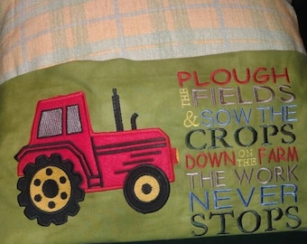 Tractor Farm Vehicle 5x7 Reading Pillow Embroidery Applique, On The Farm Pocket Cushion Not a physical item! Digital Download Only