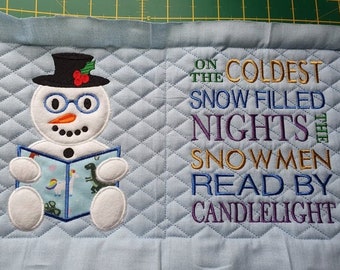 5x7 Snowman / Christmas Pocket Reading Pillow Embroidery Applique, Xmas Reading Cushion, Santa Not a physical item! Digital Download Only