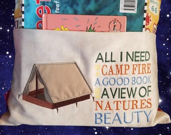 Tent Camping Reading Pillow Embroidery Applique, 5 x 7, Holiday Camping Cushion, Campervan RV Not a physical item! Digital Download Only