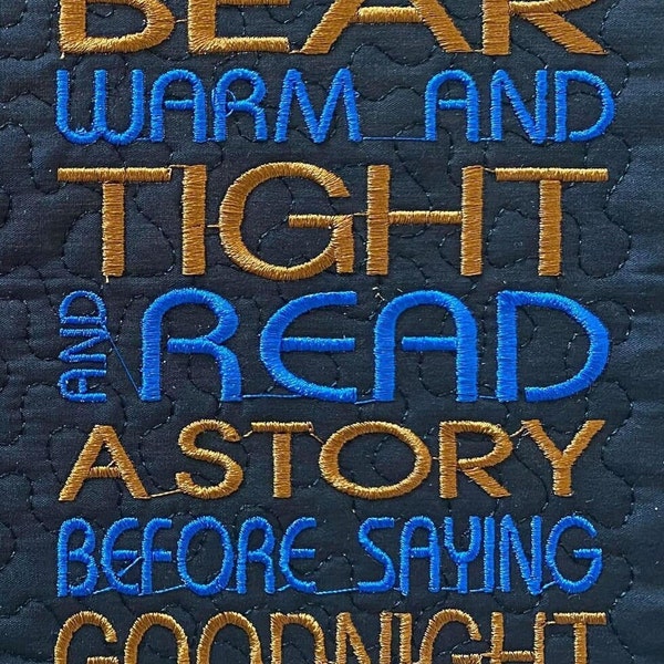 Applique Teddy Bear WORDS ONLY 5 x 7 Pocket Reading Pillow, Embroidery Applique Design Not a physical item! Digital Download Only