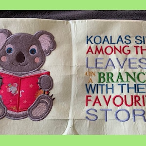 5 x 7 koalazakleeskussen geborduurde appliqué, Australisch junglekussen ontwerp met wilde dieren Geen fysiek item! Alleen digitale download