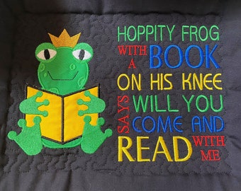 5 x 7 Frog Prince Pocket Reading Cushion Embroidery Design, Frog Design, Not a physical item! Digital Download Only