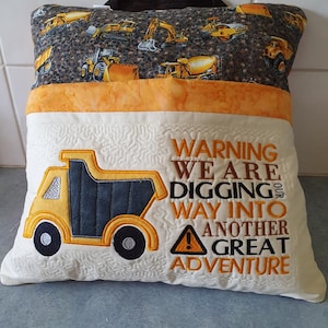 Dumper Truck Reading Pillow Embroidery Applique, 5 x 7, Tipper Truck Reading Cushion, Dump Truck Not a physical item! Digital Download Only