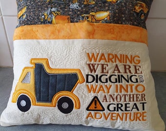 Dumper Truck Reading Pillow Embroidery Applique, 5 x 7, Tipper Truck Reading Cushion, Dump Truck Not a physical item! Digital Download Only
