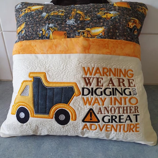 Dumper Truck Reading Pillow Embroidery Applique, 5 x 7, Tipper Truck Reading Cushion, Dump Truck Not a physical item! Digital Download Only