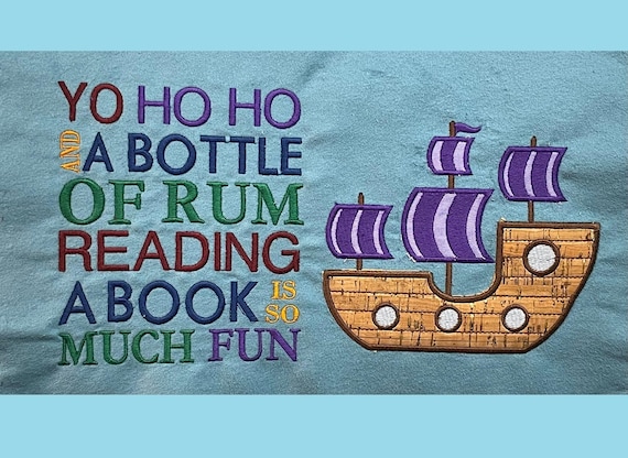 Pirate Ship Story Pillow Embroidery Applique 5 x 7, Ship Reading Cushion, Jolly Roger Not a physical item! Digital Download Only