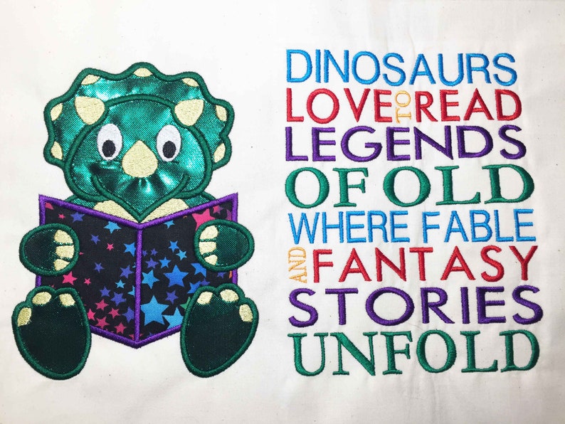 Dinosaur 5x7 Pocket Reading Pillow Embroidery Design Applique Etsy UK