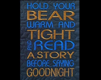 Teddy Bear WORDS ONLY 5 x 7 Pocket Reading Pillow, Embroidery Applique Design Not a physical item! Digital Download Only