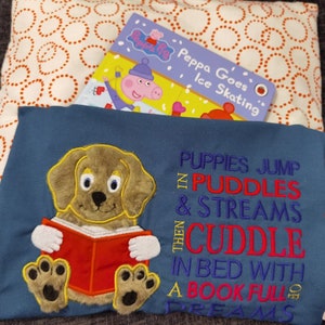 Puppy Dog Pocket Reading Pillow 5x7 Embroidery Applique, Reading Cushion, Animal Design Not a physical item! Digital Download Only