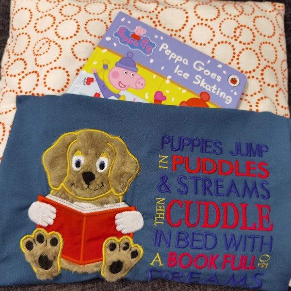 Puppy Dog Pocket Reading Pillow 5x7 Embroidery Applique, Reading Cushion, Animal Design Not a physical item! Digital Download Only