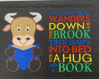 5 x 7 Bull Bovine Pocket Reading Pillow Embroidery Design, Farm Animal Machine Embroidery, Not a physical item! Digital Download Only
