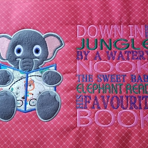 5x7 Elephant Pocket Reading Pillow Embroidery Applique, Jungle Cushion Wild Animal Design Not a physical item! Digital Download Only