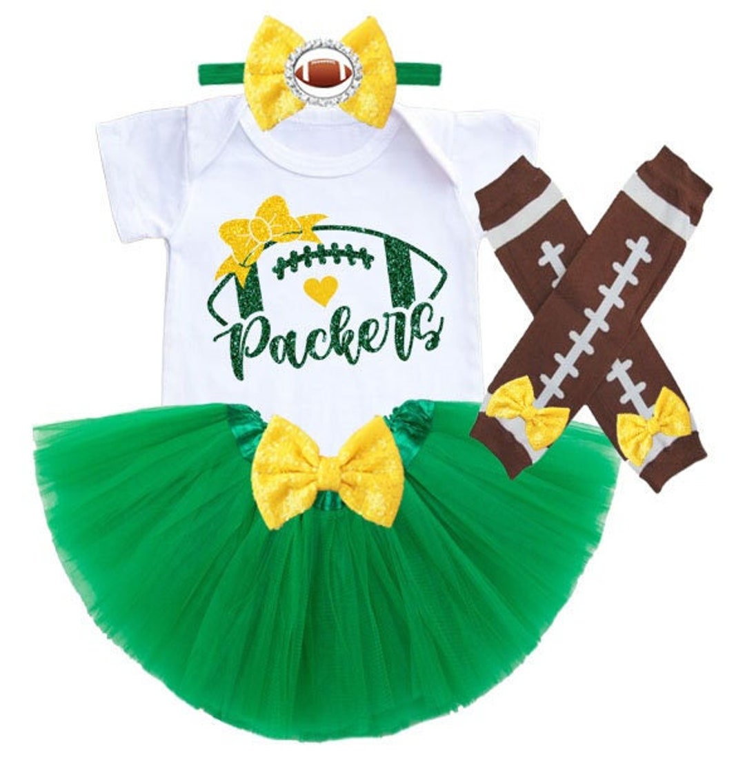 Packers Game Day Outfit, Green and Yellow Football Baby Outfit, Packers Girl Fan Bodysuit