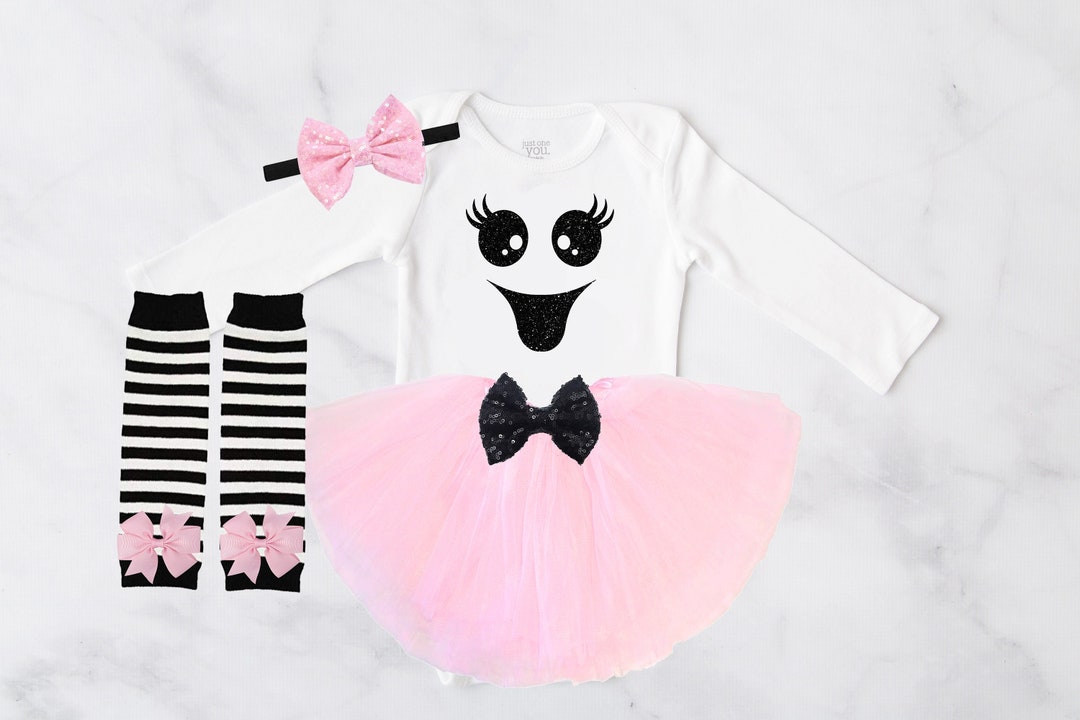 Pink Halloween Baby Girl Outfit Pink Retro Ghost Halloween Etsy