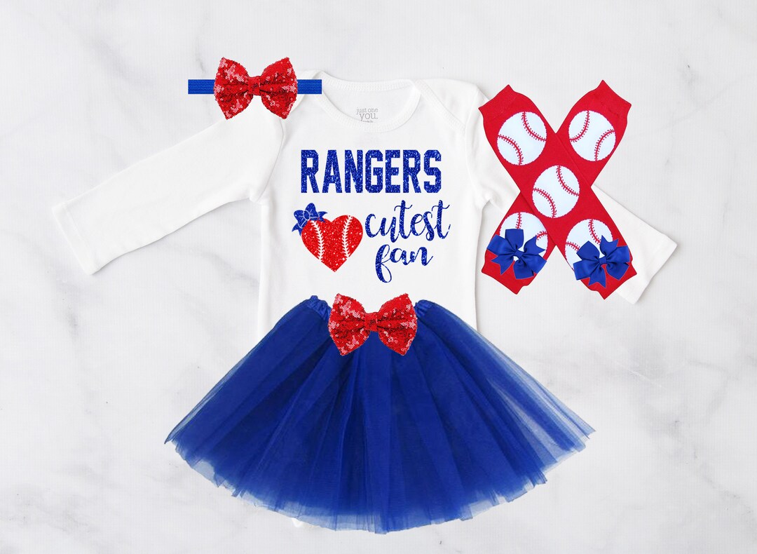 Rangers Game Day Girl Outfit, Blue and Red Baseball Baby Outfit ...