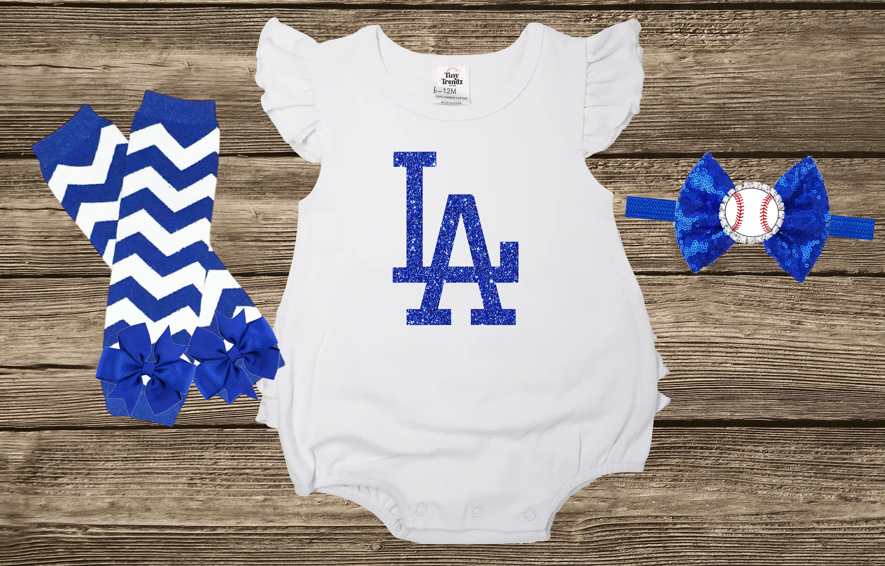 Dodgers Personalized Newborn Royal Blue Onesie