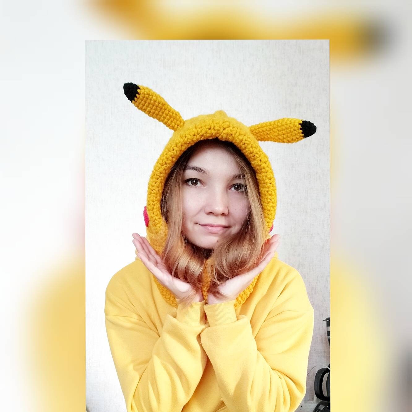 Pikachu Mütze Kapuze Kapuze Strickmütze Cosplay Mütze Funny | Etsy