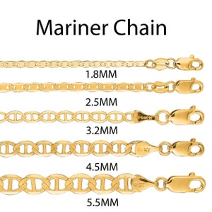 10K 16"-30"Solid Yellow Gold 1.2mm-5.5mm Diamond Cut Mariner Link Chain, Bracelet and Anklet with Lobster Clasp