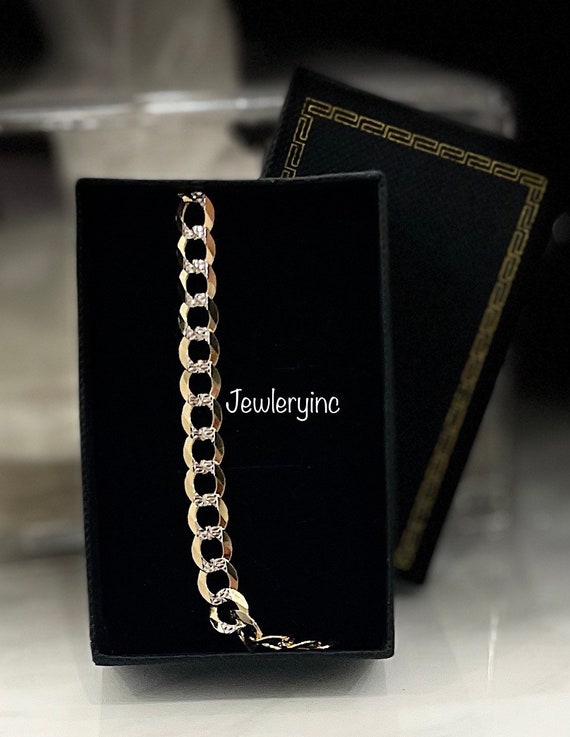 14K Yellow Gold Curb Pave Chain 4.2mm 6 