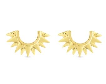 14K Yellow Gold Polished Sunburst Earrings with Post & Nut Back