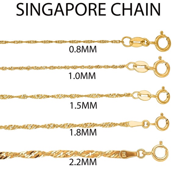 16 18 20 24 Length Options 14k Yellow Gold 1.4mm Singapore Chain Necklace Spring Ring Closure 16 18 20 24 Length Options 14k Yellow Gold 1.4mm Singapore Chain Necklace Spring Ring Closure