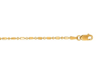 14k 16"-20" Yellow and White Gold 1.0mm -1.5mm Diamond Cut Bead Chain with Lobster Clasp