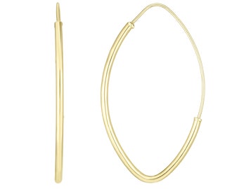 14K Yellow or White or Rose Gold Small Polished Marquise Fashion Endless Hoop Earring