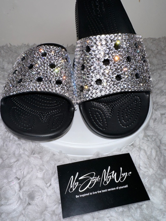 My Handmade Clear Rhinestone Custom Slides for My Style | Birthday Gifts For her | Anniversary Gifts| Push Gifts | Custom Bling Slides