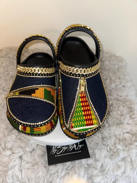 My Handmade Personalized Black Denim Rhinestone Custom Clogs for My Style | Birthday Gifts For her | Anniversary Gifts | Custom Bling Shoes