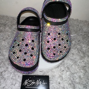 Bling Crocs | Aangepaste Crocs | CustomCrocs | Zwarte aangepaste Crocs | Kerstcadeau