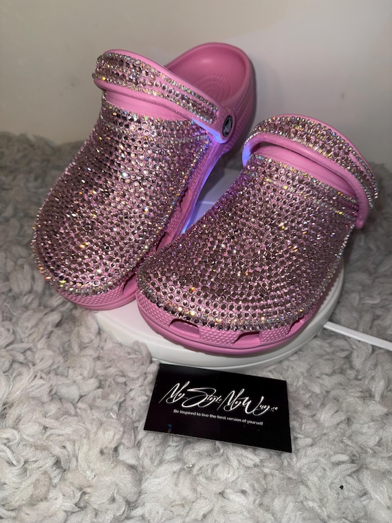 My Handmade Pink Rhinestone Custom Clogs for My Style | Birthday Gifts For her | Anniversary Gifts| Push Gifts | Custom Bling Shoes