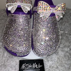 Custom Bling Designs for Women&#39;s Clogs | Women&#39;s Clogs | CustomCrocs | Birthday Gift for her | Purple Custom Crocs