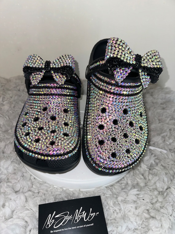 Bling Crocs: Black Rhinestone Crocs with Bow