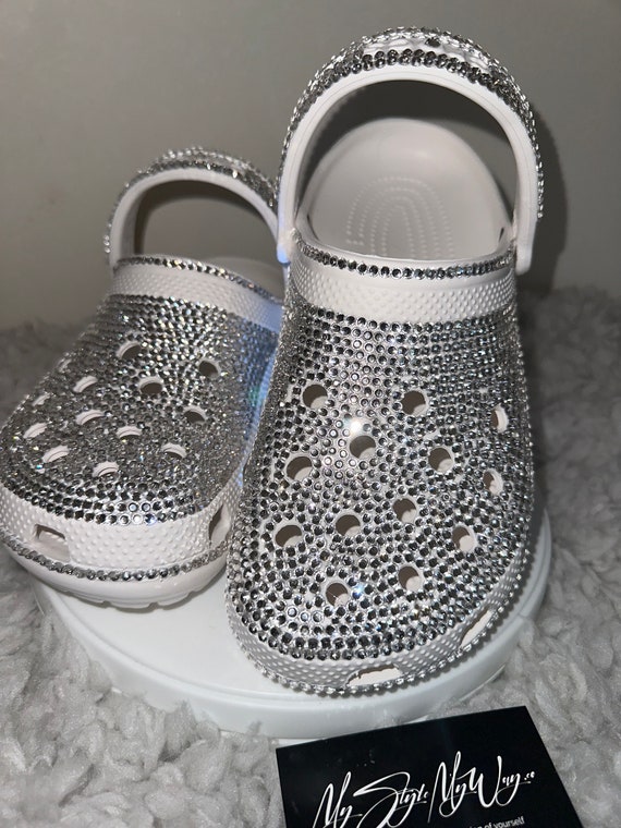My Handmade Clear Rhinestone Custom Clogs for My Style | Birthday Gifts For her | Anniversary Gifts| Custom Bling Shoes | Custom Bride Shoes
