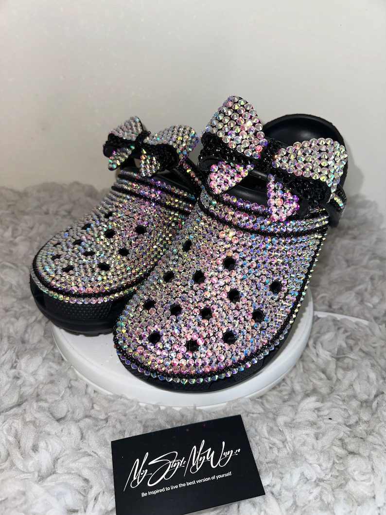 Bling Crocs: Black Rhinestone Crocs With Bow - Etsy