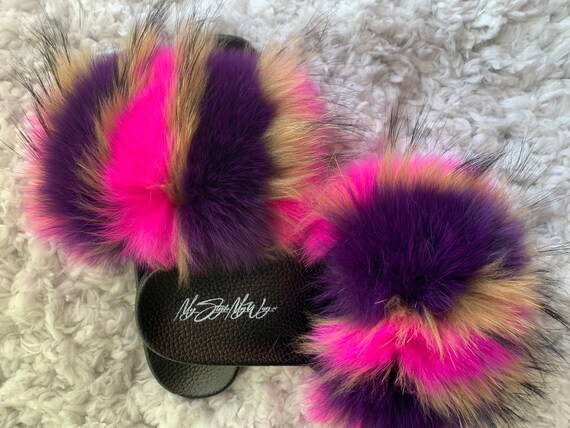 pink and purple fur slides