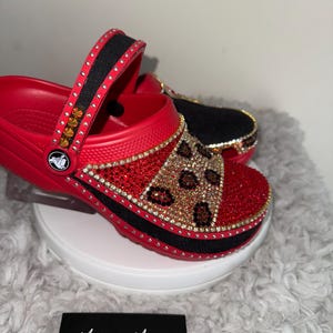 Bling Crocs: Red Cheetah Rhinestone Custom Clogs