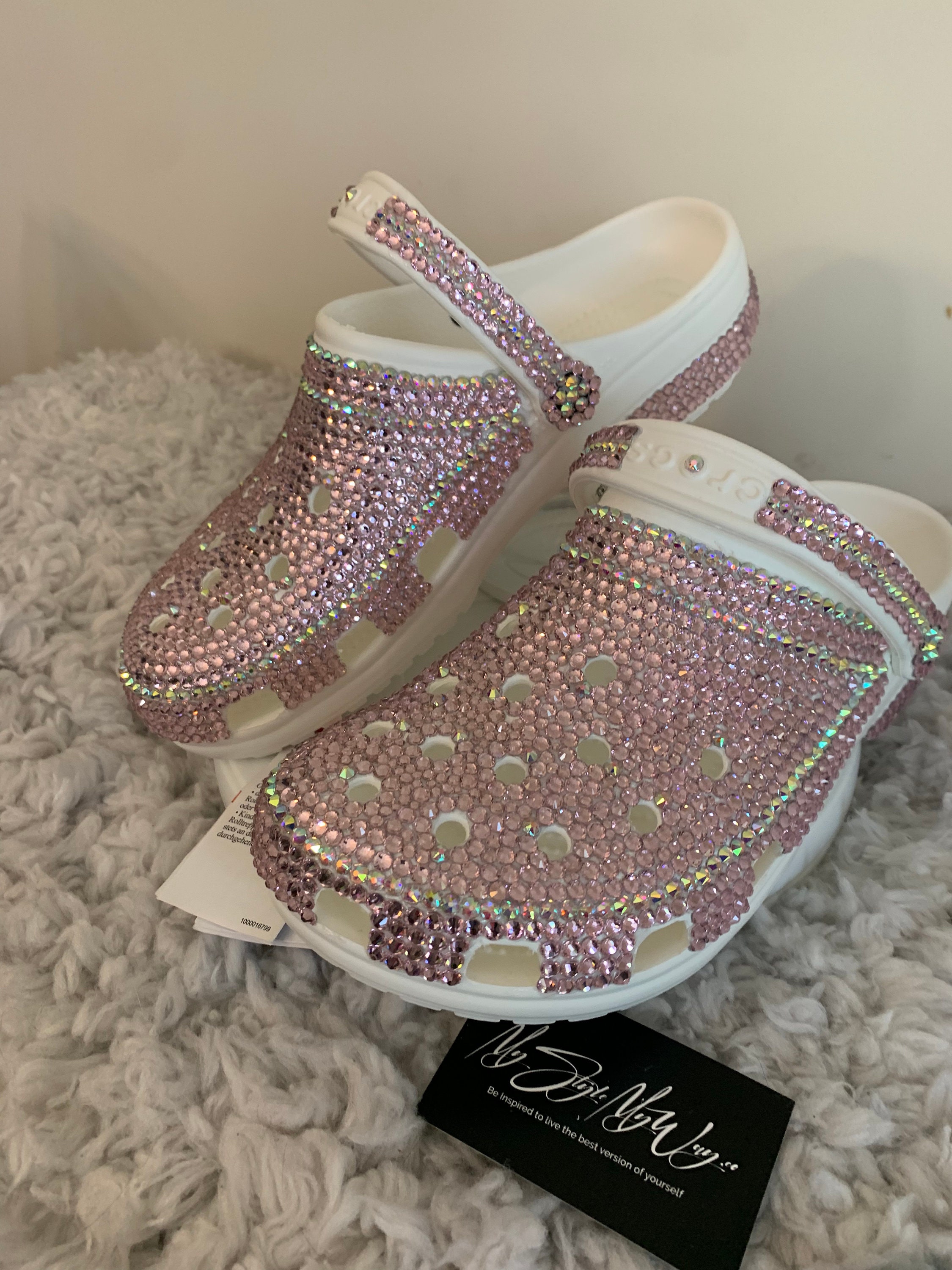 WHITE CUSTOM BLING CROCS – Hems and Hers