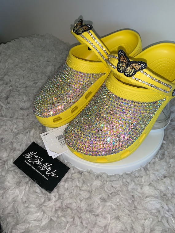 My Handmade Yellow Custom Clogs for My Style | Birthday Gifts For her | Anniversary Gifts| Push Gifts | Custom Bling Shoes