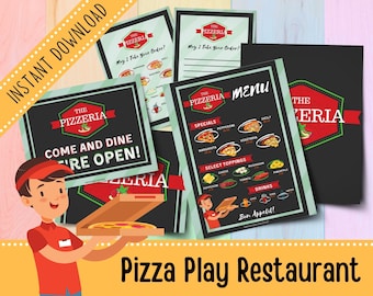 Pizza Restaurant Play Set | Play Restaurant | Pizzeria | Activities for Toddlers | Pretend Play | Preschool | Printable