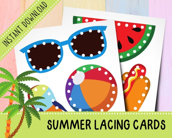 Summer Lacing Cards Bundle Activities for Toddlers Fine