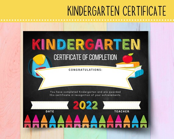 printable kindergarten graduation certificate 2022 etsy