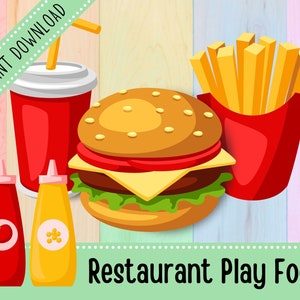 Sally&#39;s Restaurant Play Food | Play Restaurant | Fast Food | Activities for Toddlers | Pretend Play | Preschool | Printable